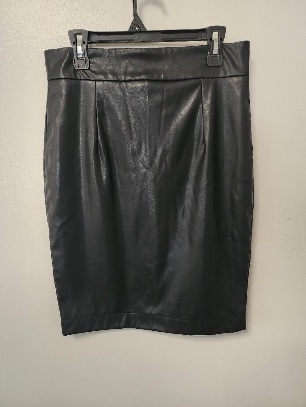 Black Faux Leather Pencil Skirt